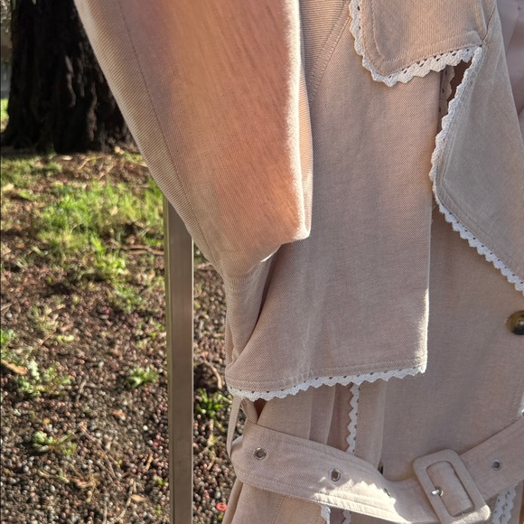 Avec Les Filles Pink Trench Coat with White Accents - Picture 6 of 9
